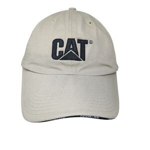 CAT Caterpillar Strapback Hat Tan OSFM Adjustable Embroidered Cyrk Cotton